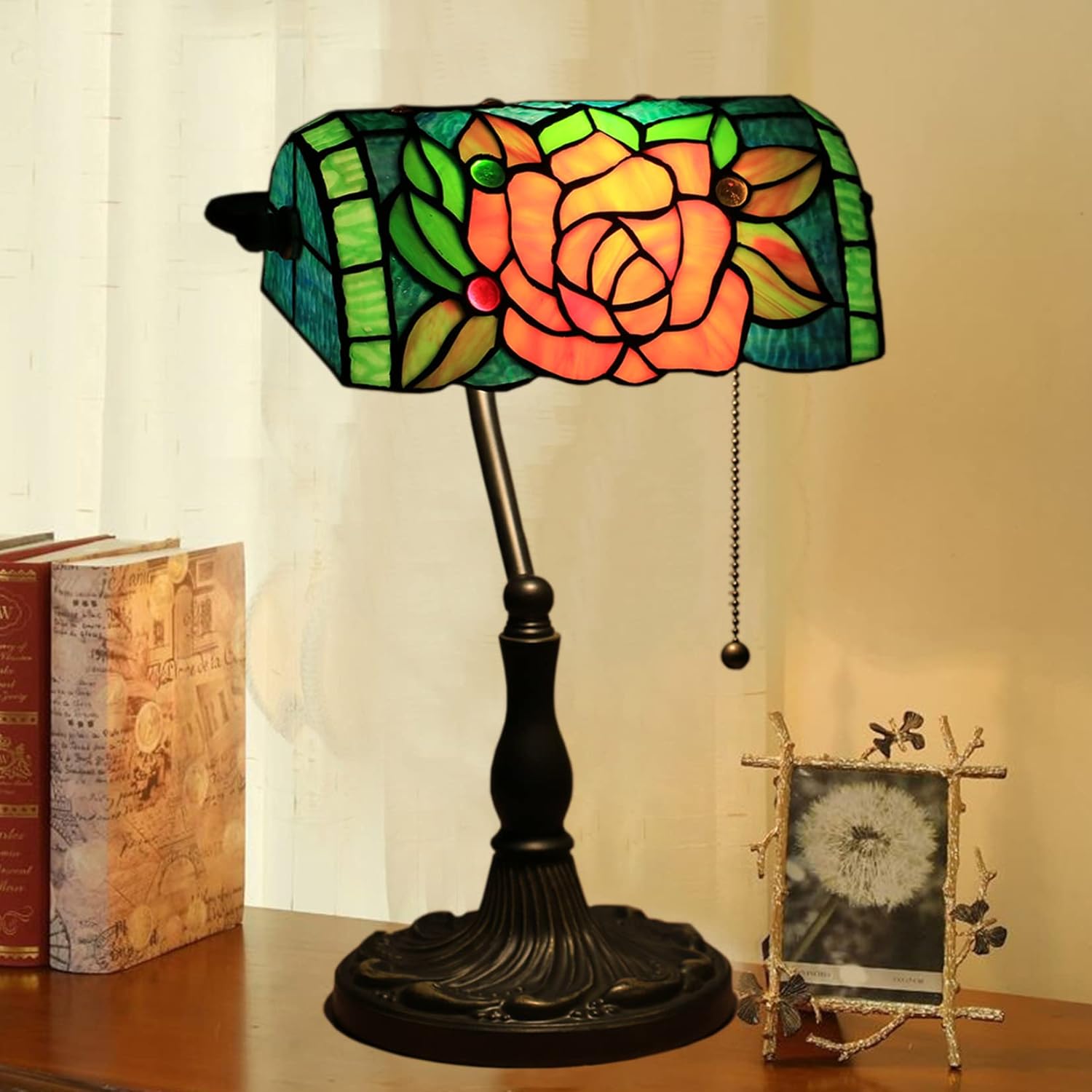 ヴィンテージシャンデリア 5灯LED付 フロストガラスと真鍮と